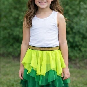 Two Toned Green Saint Patty’s Day Layered Kids Skirt